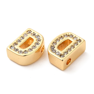 Brass Micro Pave Cubic Zirconia Beads KK-F855-03G-D-1