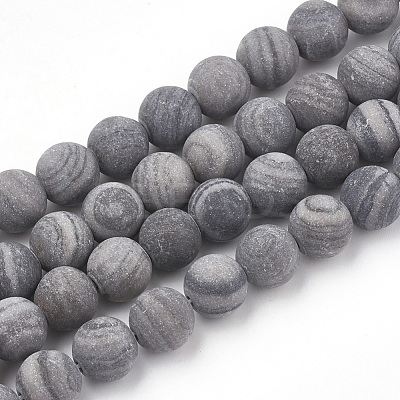 Natural Black Wood Lace Stone Wooden Jasper Beads Strands G-T106-013-1