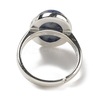Natural & Synthetic Gemstone Oval Adjustable Rings RJEW-K371-07S-1