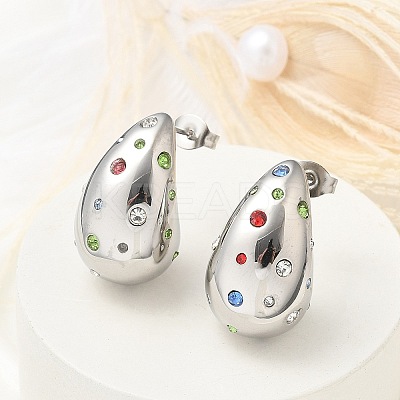 304 Stainless Steel Teardrop Stud Earrings EJEW-B108-05P-B-1