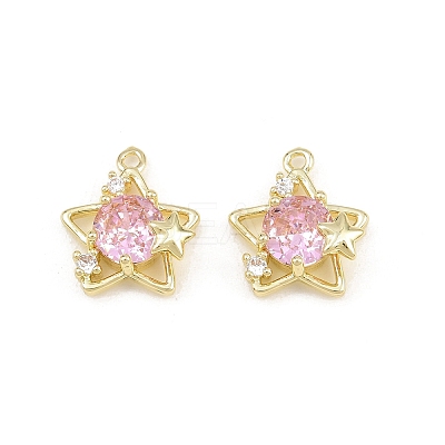 Brass Pave Pearl Pink Cubic Zirconia Pendants CU-CBA8124-01A-G-1