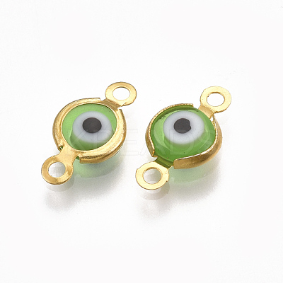 Handmade Evil Eye Lampwork Links connectors STAS-T041-02G-1