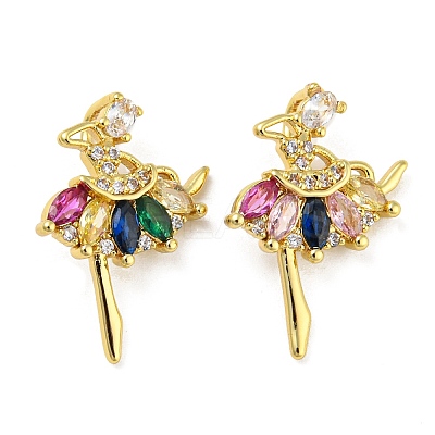 Rack Plating Brass Cubic Zirconia Pendants KK-M258-06G-02-1