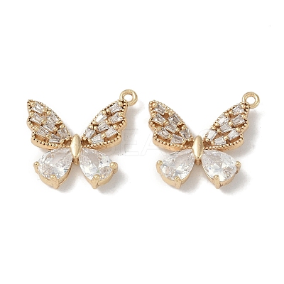 Brass Micro Pave Clear Cubic Zirconia Pendants KK-S367-05-1