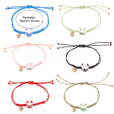 6Pcs 6 Colors Bell Charm Bracelets Set BJEW-AN0001-74-1