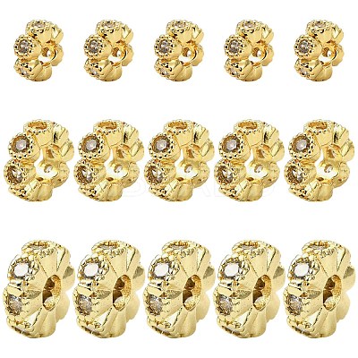 15Pcs 3 Styles Brass Cubic Zirconia Spacer Beads KK-CJ0003-84-1