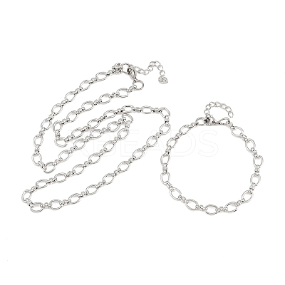 304 Stainless Steel Cable Chains Bracelet & Necklace Jewelry Sets SJEW-L199-01P-1