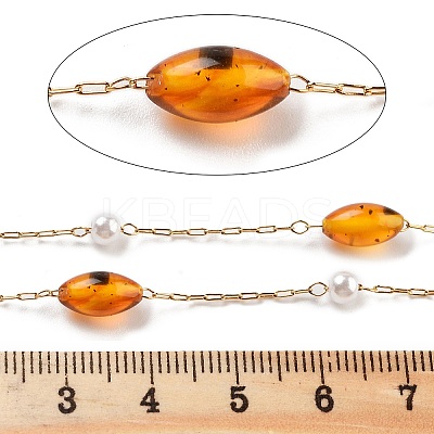 Handmade Amber & CCB Plastic Beaded Chains CHS-P019-12G-1