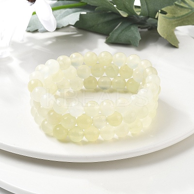 Natural New Jade Beaded Stretch Bracelets BJEW-Q692-44-8mm-1