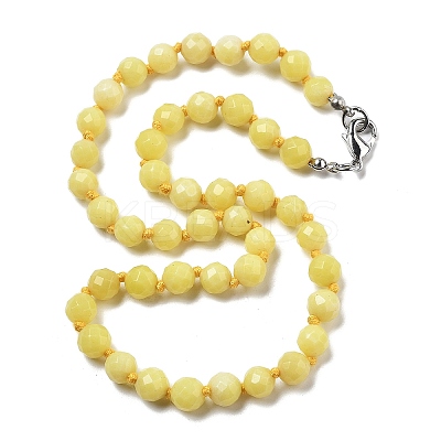 8mm Faceted Round Natural Butter Jade Beaded Necklaces LS-NJEW-F327-01A-03-1