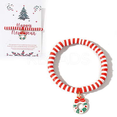 Elegant Christmas Handmade Polymer Clay Heishi Beaded Stretch Bracelets MV9996-43-1