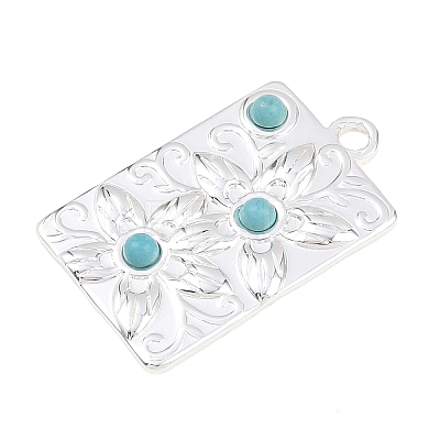 304 Stainless Steel with Synthetic Turquoise Pendants STAS-H253-01B-S-1