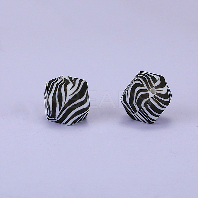 Colorful Pattern Printed Silicone Focal Beads SI-JX0022A-12-1