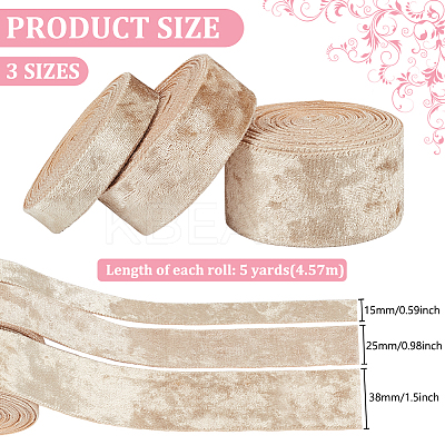 15 Yards 3 Styles Polyester Single Face Velvet Ribbons SRIB-BC0001-31A-1