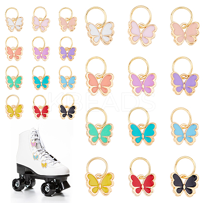 96Pcs 12 Colors Butterfly Alloy Enamel Shoe Charms PALLOY-FH00001-1