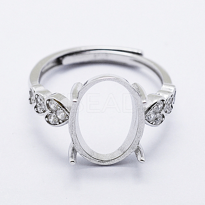 Anti-Tarnish Rhodium Plated 925 Sterling Silver Finger Ring Components STER-G027-04P-1