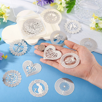 20Pcs 10 Styles 201 Stainless Steel Laser Cut Connector Charms STAS-TA0003-38-1