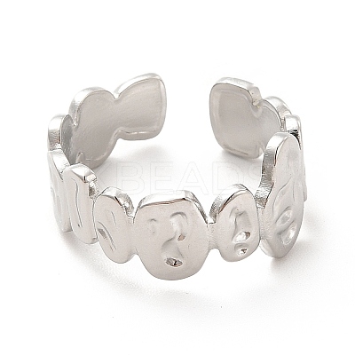 Non-Tarnish 304 Stainless Steel Geometry Open Cuff Ring for Women RJEW-F131-12P-1