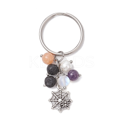 12Pcs Mixed Stone Keychains KEYC-JKC01306-1