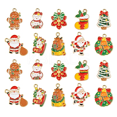 20Pcs 10 Styles Christmas Theme Alloy Enamel Pendants ENAM-FS0002-13-1