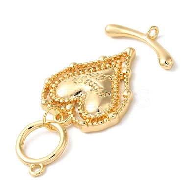 Brass Micro Pave Clear Cubic Zirconia Toggle Clasps KK-N254-80G-1