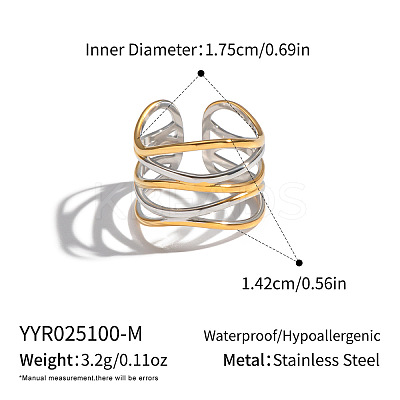 304 Stainless Steel Open Cuff Rings NH1895-2-1