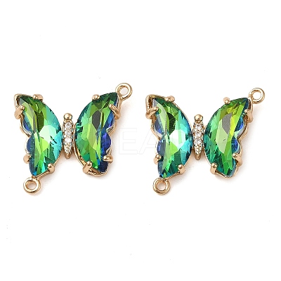 Brass Pave Faceted Glass Connector Charms FIND-Z020-04O-1