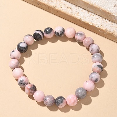 Natural Zebra Jasper Bead Stretch Bracelets BJEW-K212-B-035-1