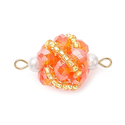Glass Beaded Round Sphere Links PALLOY-MZ00874-01-1