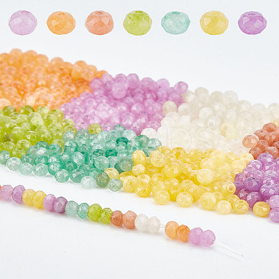 480Pcs 8 Colors Dyed Natural Malaysia Jade Rondelle Beads Strands G-NB0002-88-1