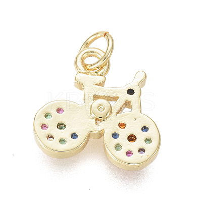 Brass Micro Pave Cubic Zirconia Charms X-ZIRC-I032-67G-1