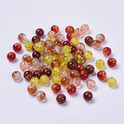 5 Colors Spray Painted & Baking Paint Crackle Glass Beads CCG-X0010-12-8mm-1