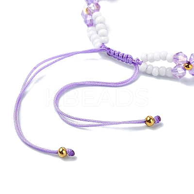 Woven Glass Flower Adjustable Braided Bead Bracelets for Women BJEW-MZ00100-02-1