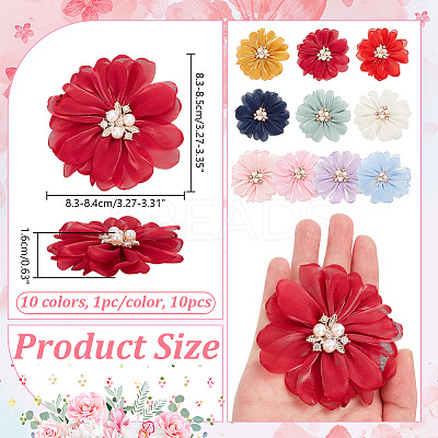 10Pcs 10 Colors Silk Cloth Flower DIY-NB0011-03-1