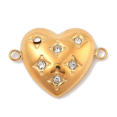 Ion Plating(IP) 304 Stainless Steel Micro Pave Clear Cubic Zirconia Connector Charms STAS-S131-16G-1