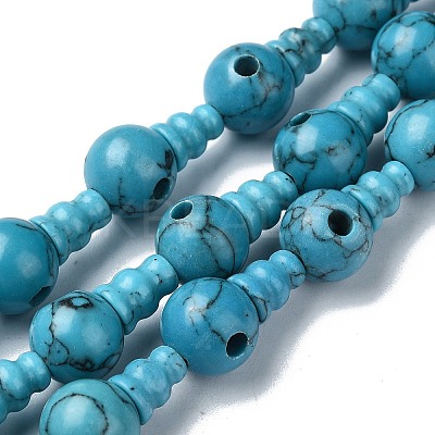 Synthetic Turquoise 3-Hole Guru Bead Strands G-K149-47-1