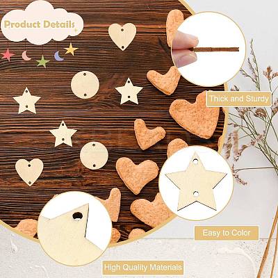 180Pcs 3 Styles Undyed Unfinished Wood Links WOOD-CJ0002-24-1