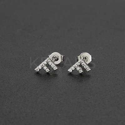 Brass Micro Pave Clear Cubic Zirconia Stud Earrings FS-WGC2F12-06-1