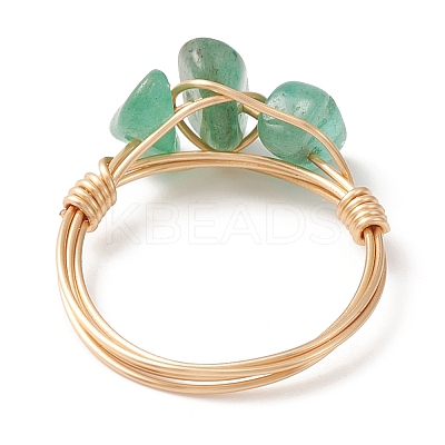 Natural Mixed Gemstone Chips Beaded Finger Rings RJEW-JR00582-1