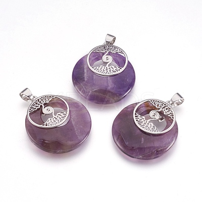 Natural Amethyst Pendants KK-F751-B17-1