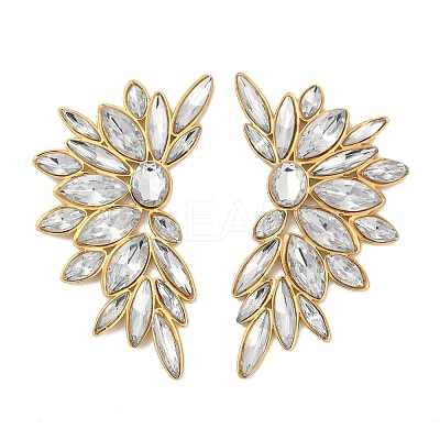 304 Stainless Steel Glass Stud Earrings for Women EJEW-M095-10G-01-1