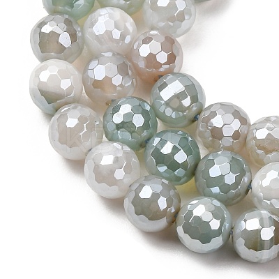 Electroplated Natural Agate Beads Strands G-B191-A07-8mm-14-1