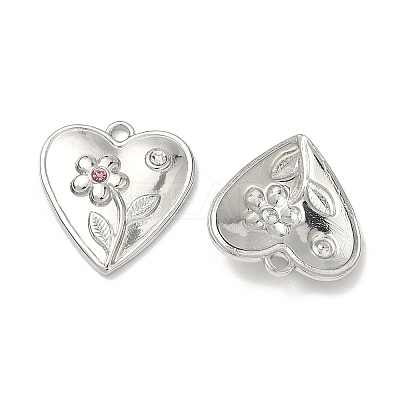 304 Stainless Steel Rhinestone Pendants STAS-L308-09P-1