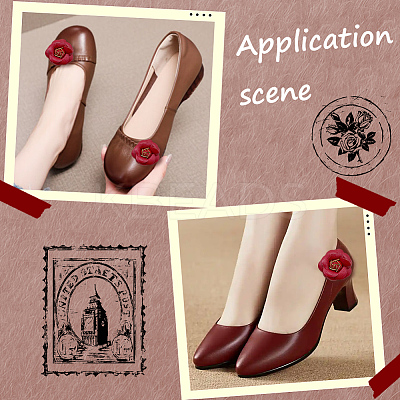 Flower Imitation Leather Shoe Decoration AJEW-WH20020-341A-1