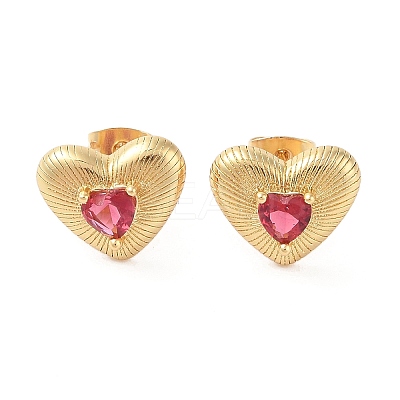 Rack Plating Brass with Cubic Zirconia Stud Earrings for Women EJEW-G394-05G-02-1