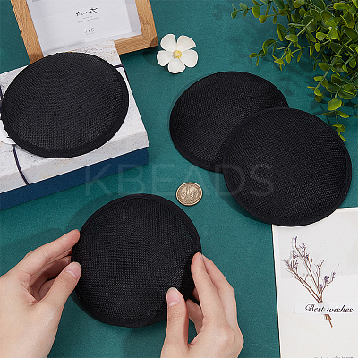 Imitation Hemp Round Fascinator Hat Base for Millinery AJEW-WH0472-45A-02-1