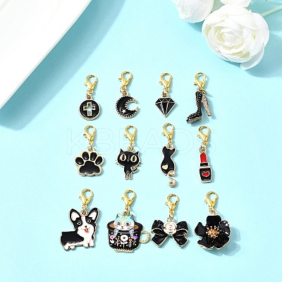 12Pcs Alloy Enamel Pendant Decoration HJEW-YW00093-03-1