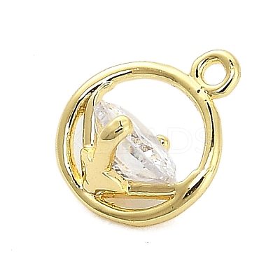 Brass Micro Pave Cubic Zirconia Charms ZIRC-F143-02G-1