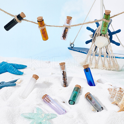 10Pcs 10 Colors Tube Glass Cork Bottles Ornament DJEW-PH0001-13-1