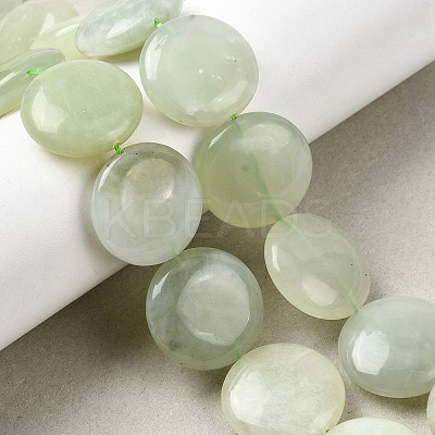 Natural Flat Round Xiuyan Jade Beads Strands G-L245-03B-1